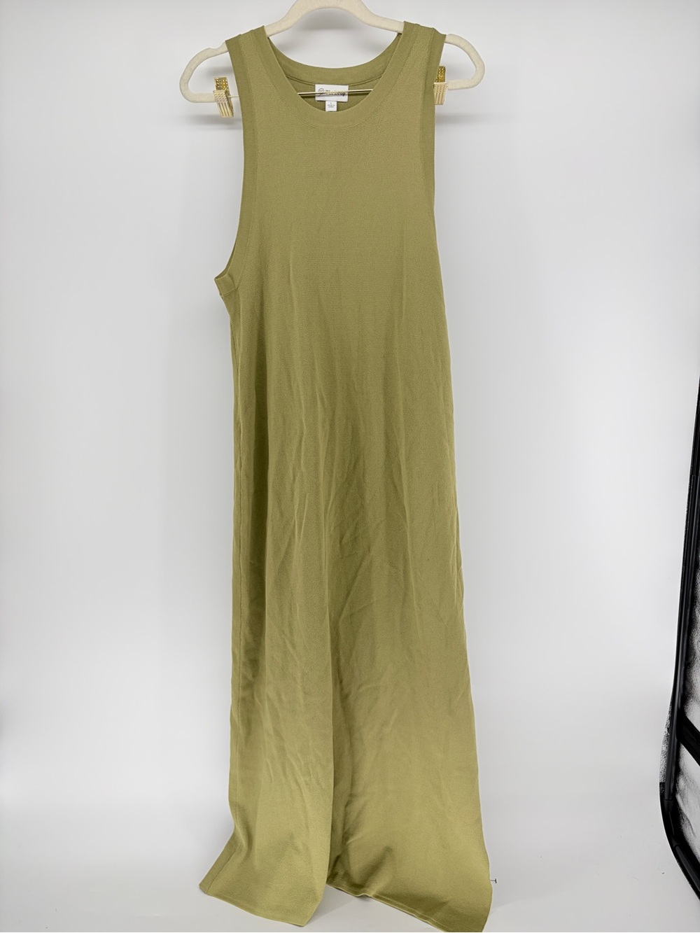 NWT The Drop Gabriela Side Slit Knit Maxi Tanks Dress L Olive Green Amazon